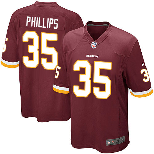 Men's Game Dashaun Phillips Nike Jersey Burgundy Red Home - #35 NFL Washington Redskins